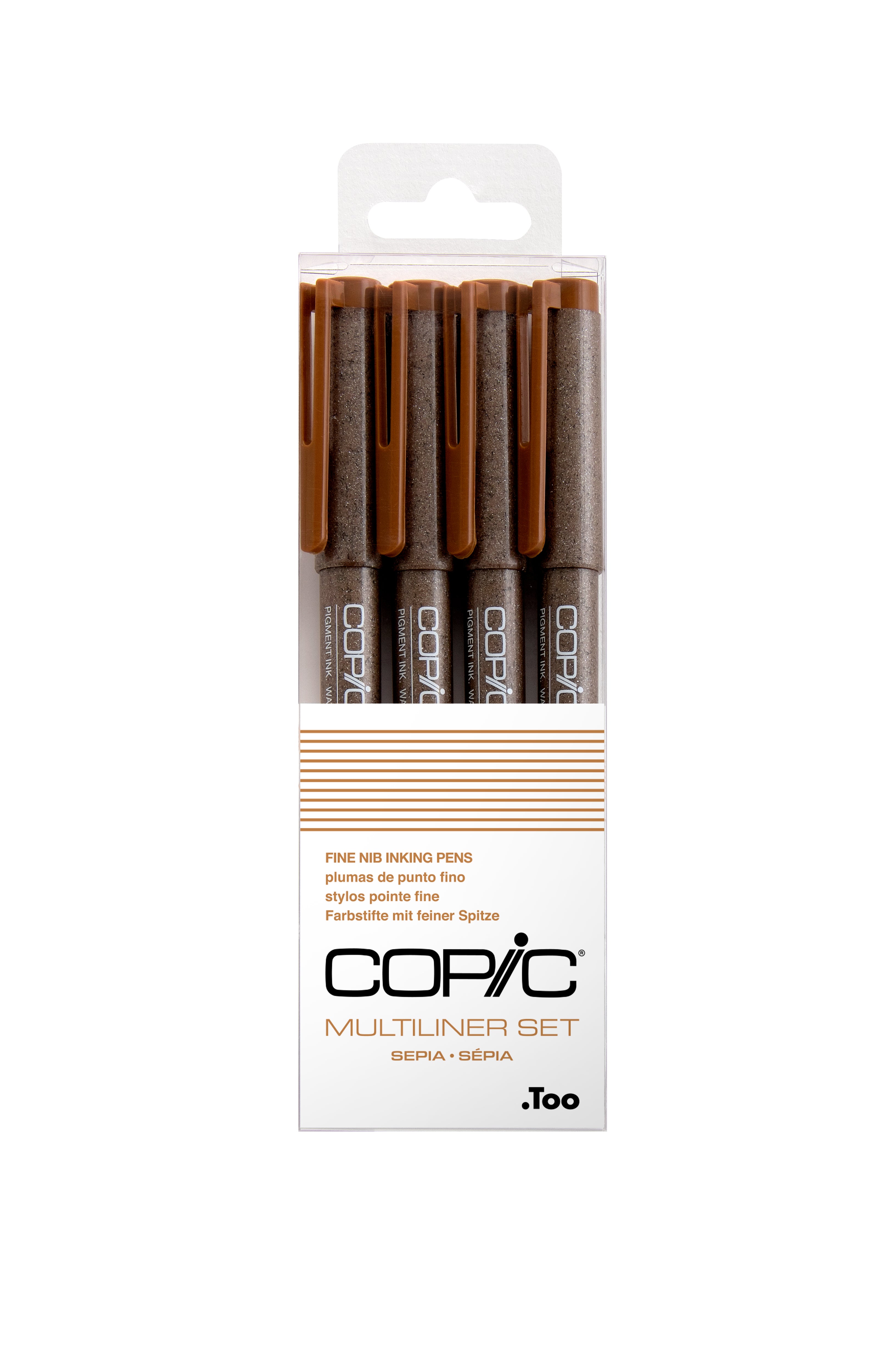 Copic Multiliner 4Pc Fine Nib Ink Pens, Sepia