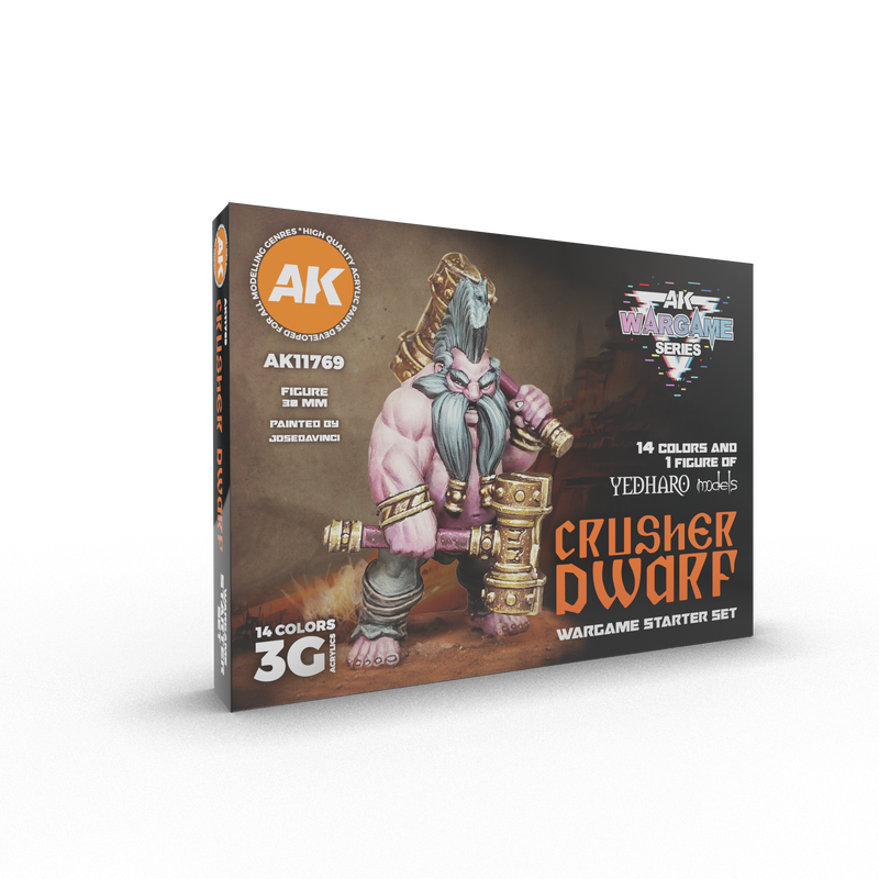 AK Interactive Wargame Starter Set - Crusher Dwarf (14 Colors & 1 Figure)
