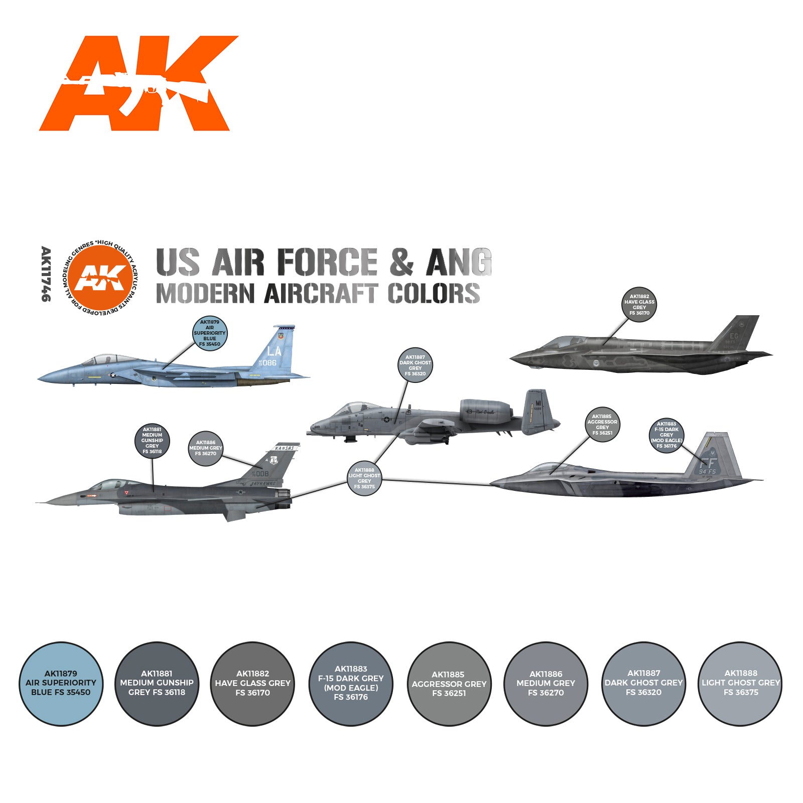 AK Interactive 3G Air - US Air Force & ANG Modern Aircraft Colors SET