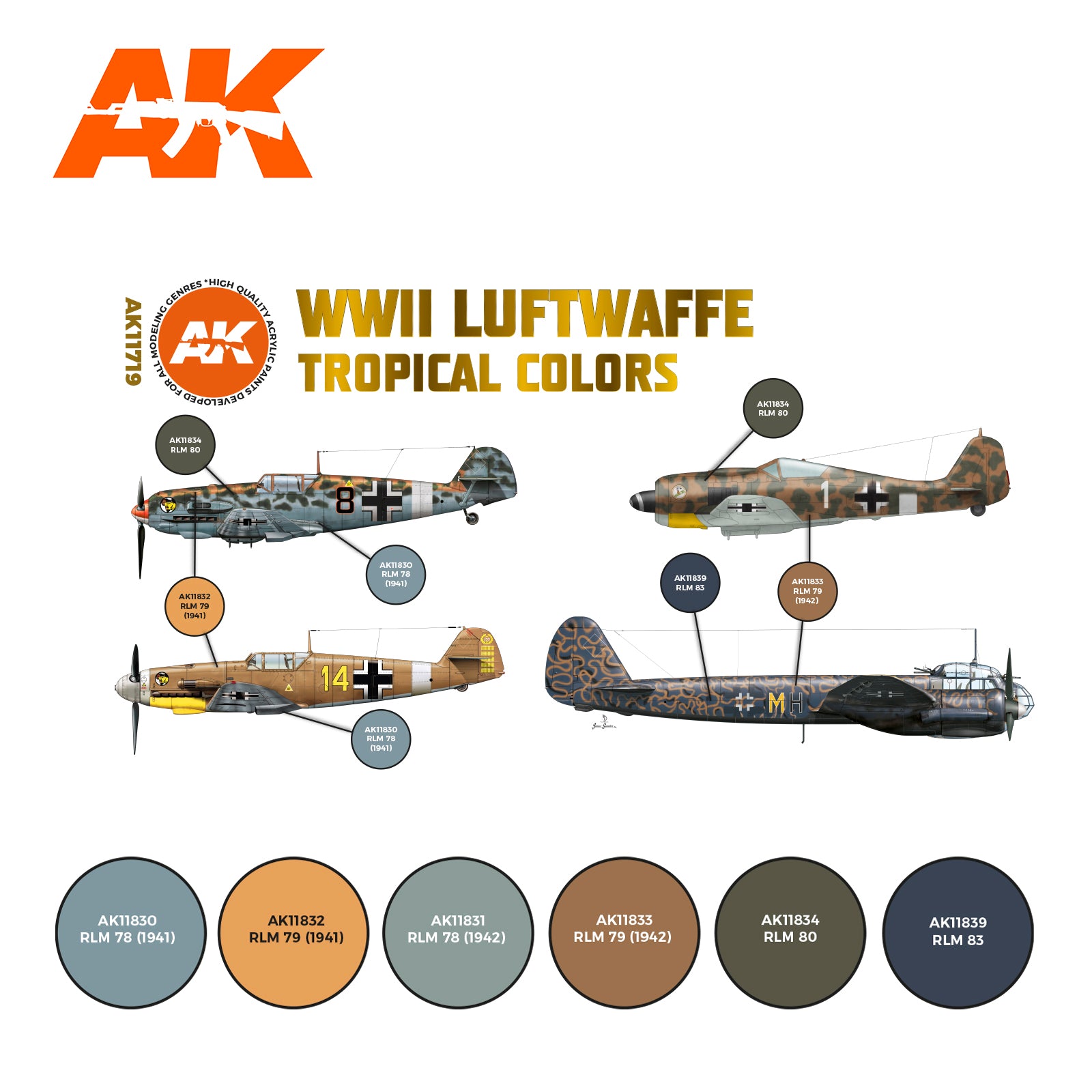 AK Interactive 3G Air - WWII Luftwaffe Tropical Colors SET