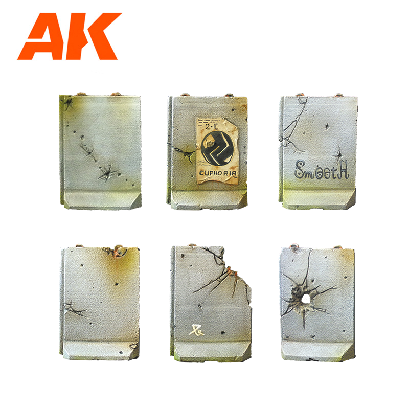 AK Interactive Defensive Walls Wargame Set 100% Polyurethane Resin Compatible With 30-35MM Scale