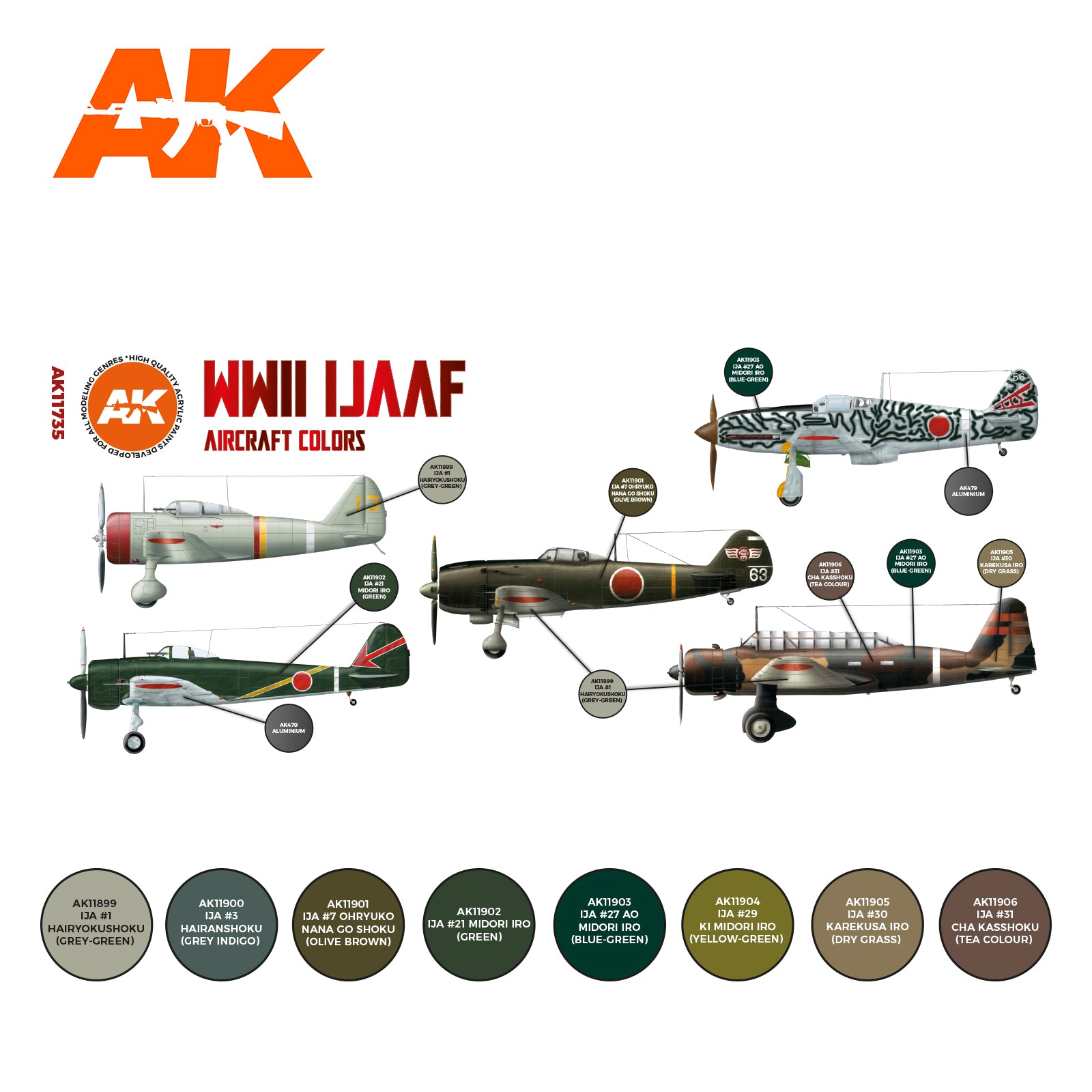 AK Interactive 3G Air - WWII IJAAF Aircraft Colors SET