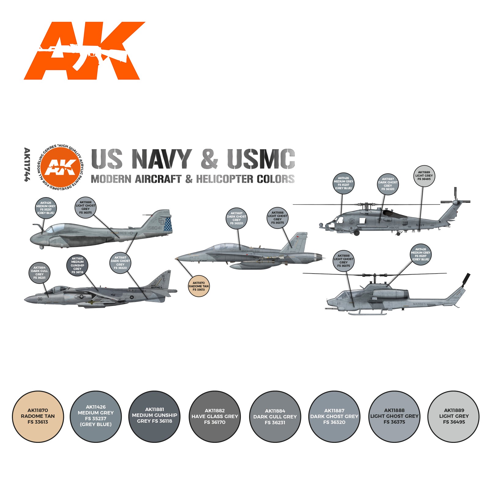 AK Interactive 3G Air - US Navy & USMC Modern Aircraft & Helicopter SET