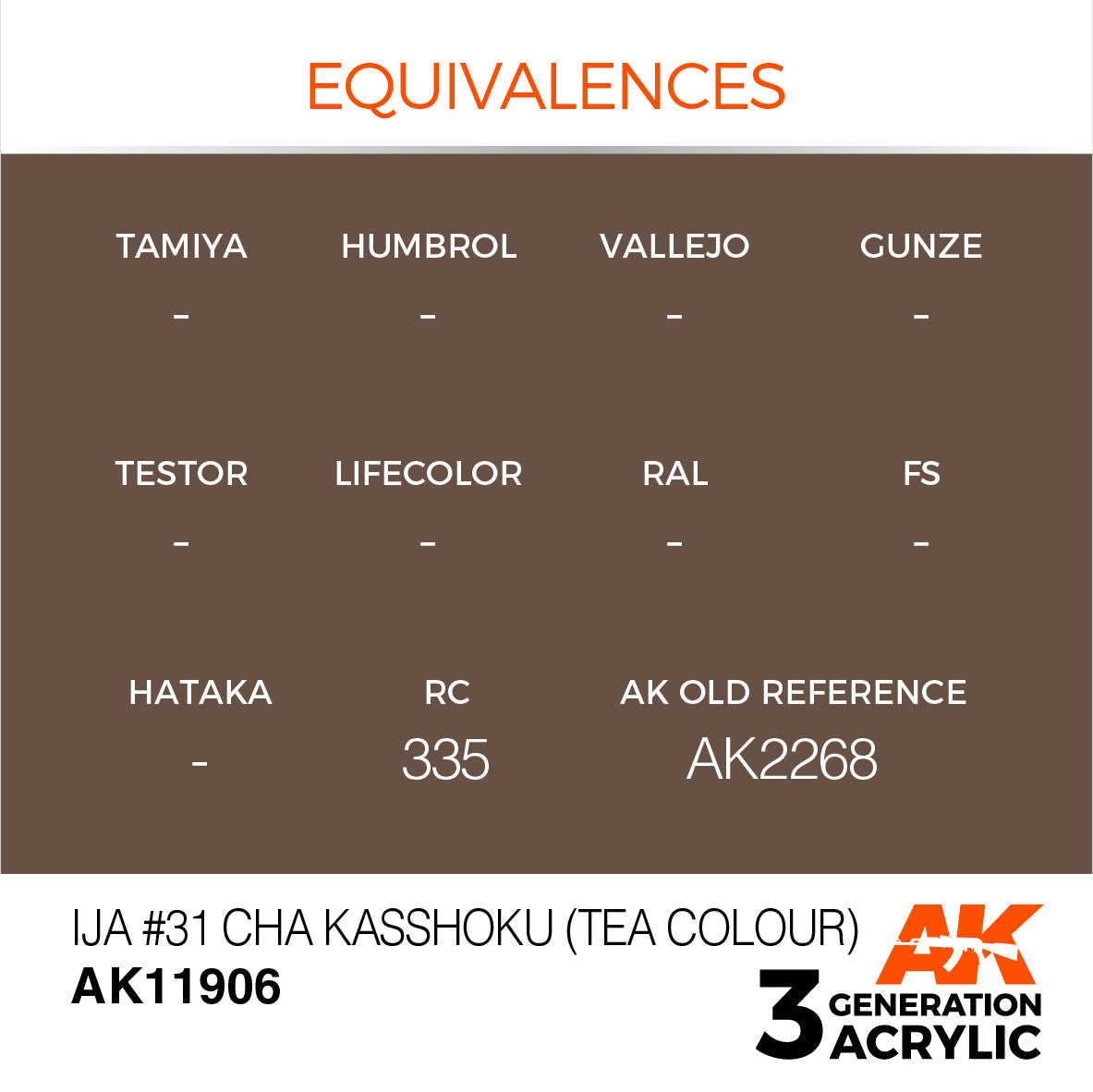 AK Interactive 3G Air - IJA #31 Cha Kasshoku (Tea Colour)