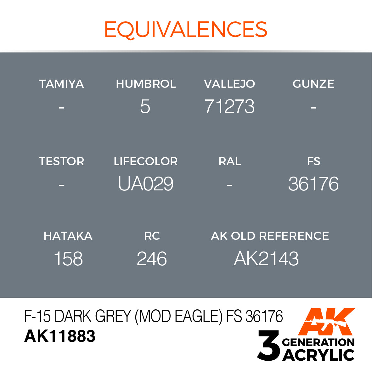 AK Interactive 3G Air - F-15 Dark Grey (Mod Eagle) FS 36176