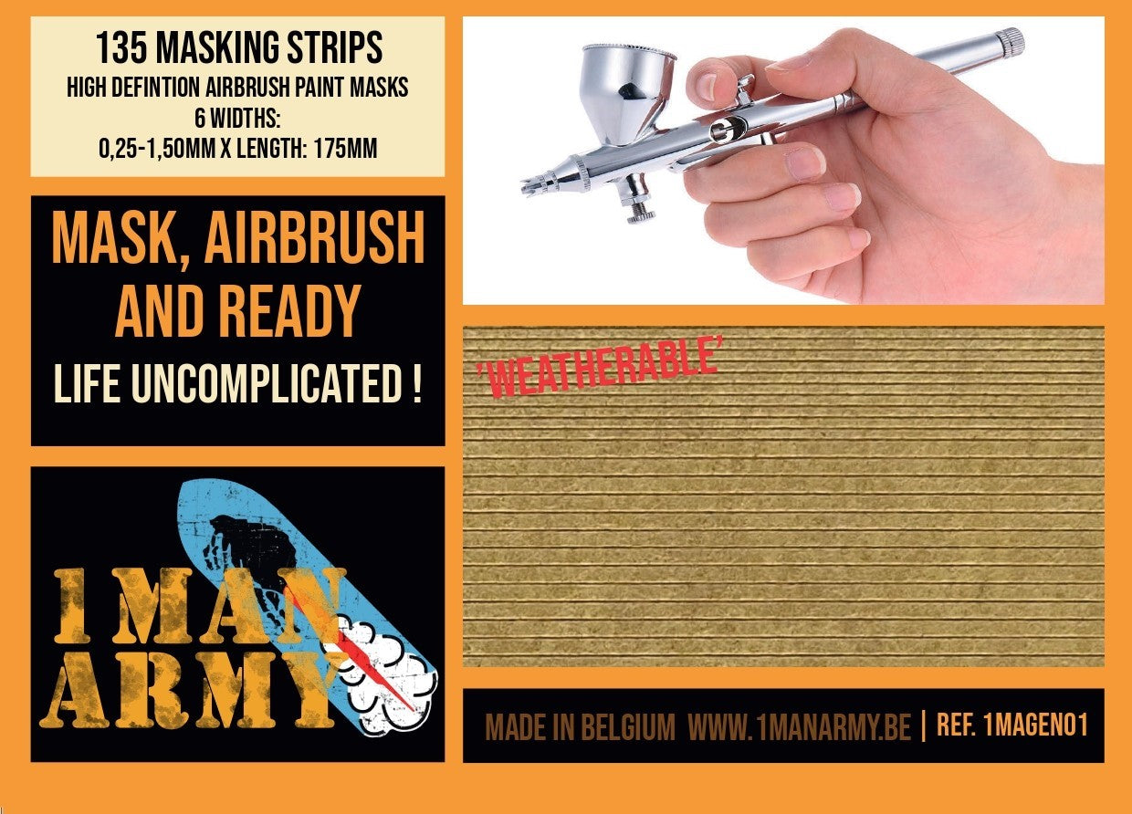 1ManArmy 1/35 High Definition Strips 6 Widths Airbrush Paint Masks