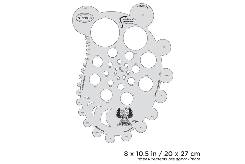 IWATA Artool Blasted FX Circle FXFreehand Airbrush Template by Ryan 'Ryno' Templeton