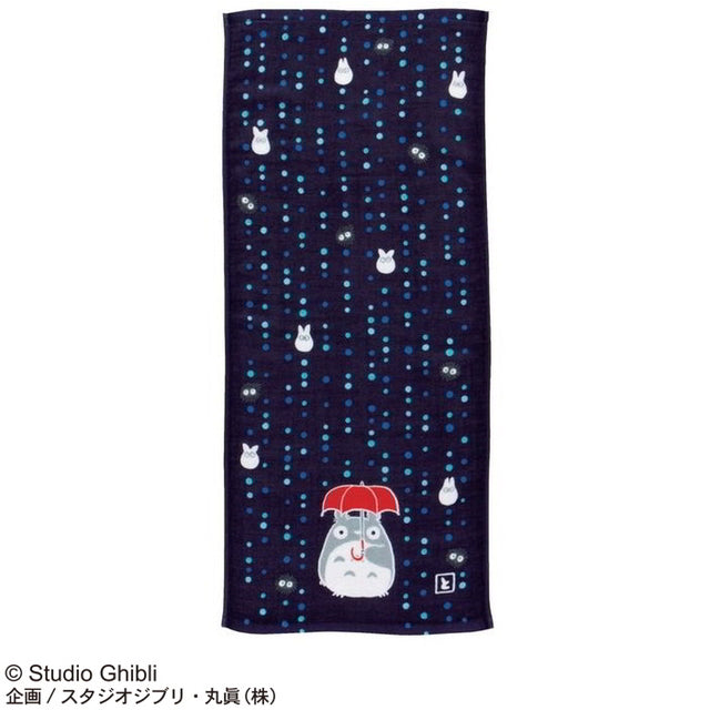 Marushin Studio Ghibli Imabari Gauze Series (Face Towel) "My Neighbor Totoro" - Rainy Night, Size: 13.4" x 31.5"