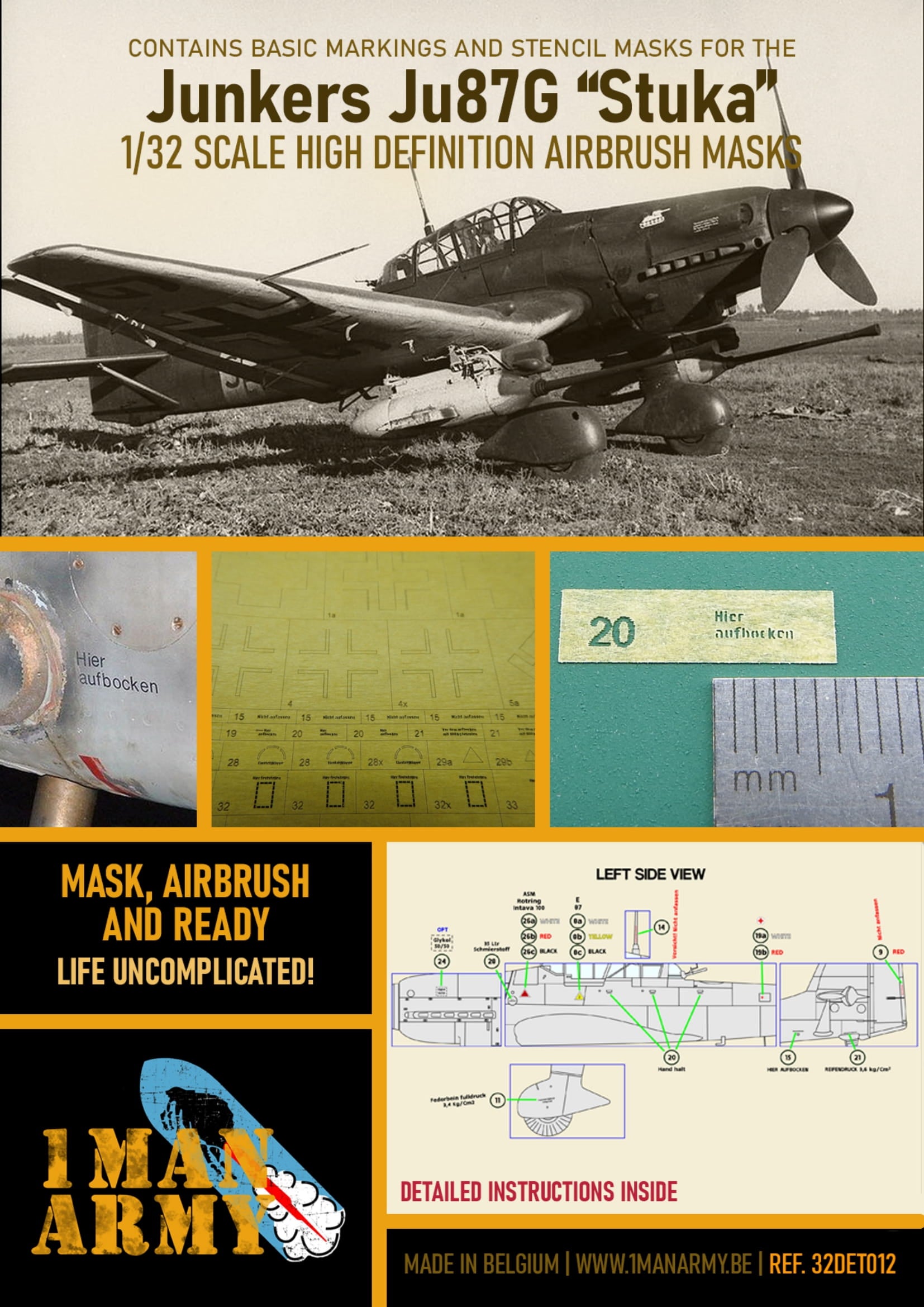 1ManArmy 1/32 Junkers Ju 87G Stuka for All brands Airbrush Masks