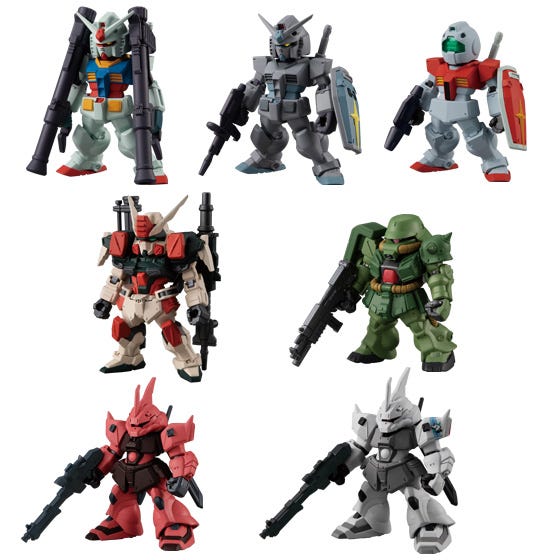 Bandai Shokugan Converge FW Gundam Converge #22 'Mobile Suit Gundam', Complete Set of 7