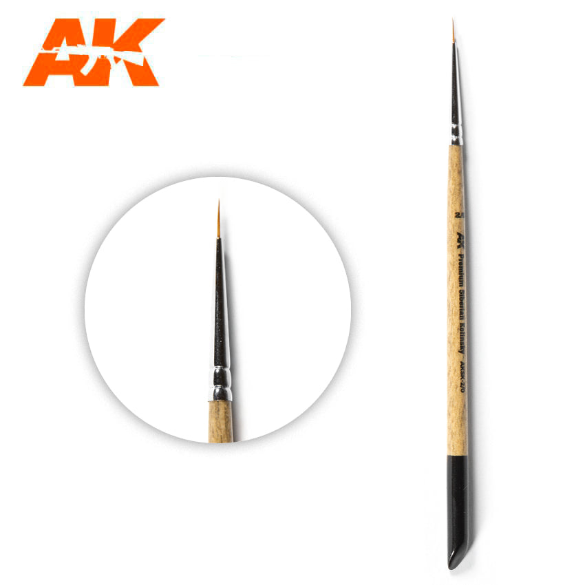 AK Interactive Premium Siberian Kolinsky Brush 2/0