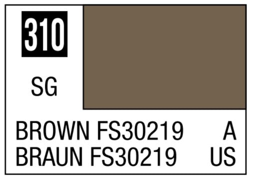 Mr Hobby Aqueous Color H310 Semi Gloss Brown FS30219 for Vietnam Camouflage 10ml Bottle