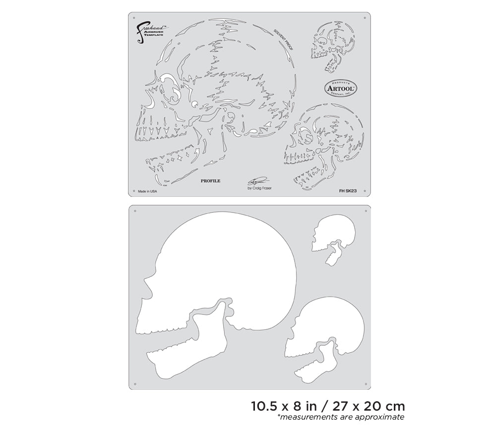 IWATA Artool Horror of Skullmaster Profile Freehand Airbrush Template by Craig Fraser