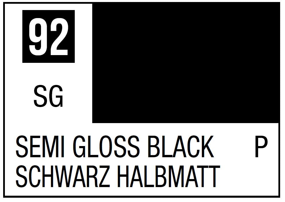 Mr Hobby Mr. Color 92 - Semi Gross Black (Semi-Gloss/Primary) - 10ml