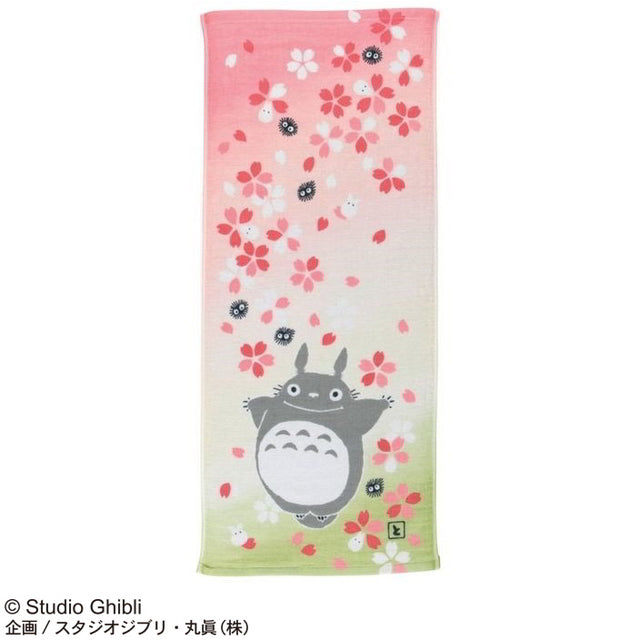 Marushin Studio Ghibli Imabari Gauze Series (Face Towel) "My Neighbor Totoro" - Flower (Pink and White), Size: 13.4" x 31.5"