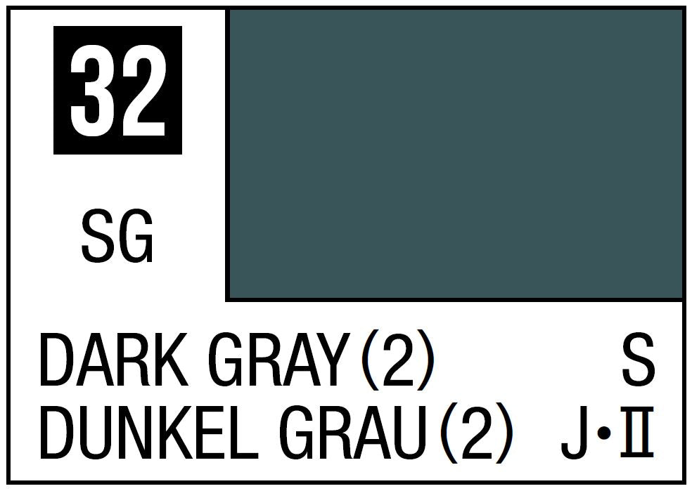 Mr Hobby Mr. Color 32 Dark Gray (2) (Semi-Gloss/Ship) - 10ml