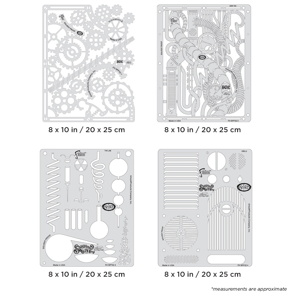 IWATA Artool Steampunk FX2 Set Freehand Airbrush Template by Craig Fraser