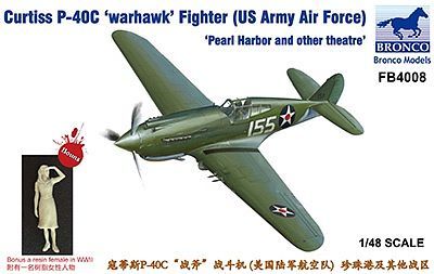 Bronco Models 1/48 Curtiss P-40C Warhawk US Army Air Force Fighter