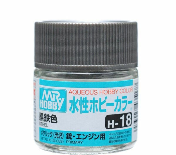 Mr Hobby Aqueous Color H18 Metallic Steel 10ml Bottle