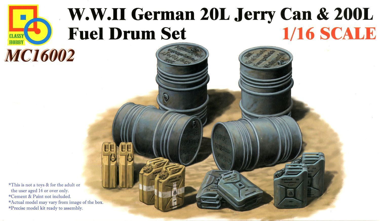 Classy Hobby 1/16 W.W.II German 20L Jerry Can & 200L Fuel Drum Set