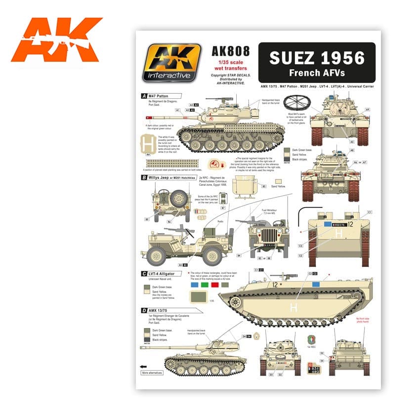 AK Interactive 1/35 Suez 1956 French AFVs decals