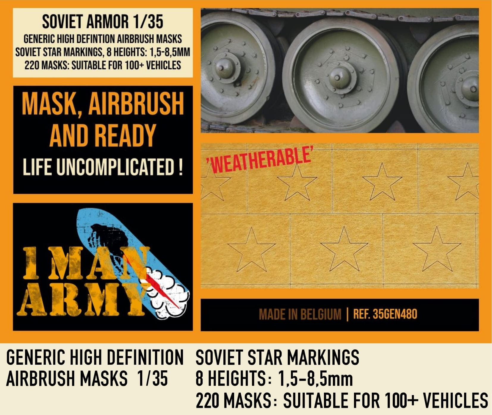 1ManArmy 1/35 Soviet Stars Full Airbrush Paint Masks