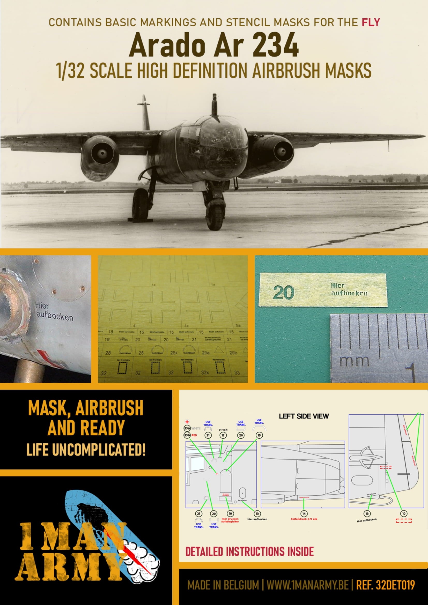 1ManArmy 1/32 Arado Ar 234 for Fly Airbrush Masks