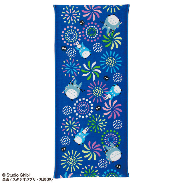 Marushin Studio Ghibli Imabari Gauze Series (Face Towel) "My Neighbor Totoro" - Flower (Fireworks), Size: 13.4" x 31.5"