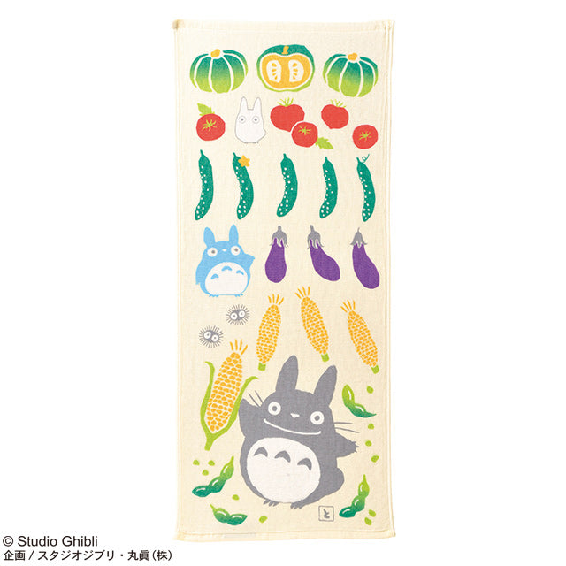 Marushin Studio Ghibli Imabari Gauze Series (Face Towel) "My Neighbor Totoro" - Vegetable, Size: 13.4" x 31.5"