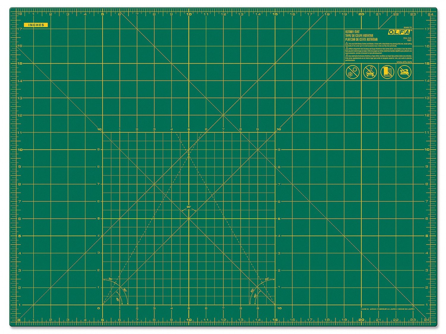 OLFA 18' x 24' Double Sided Rotary Mat, Green (RM-SG)
