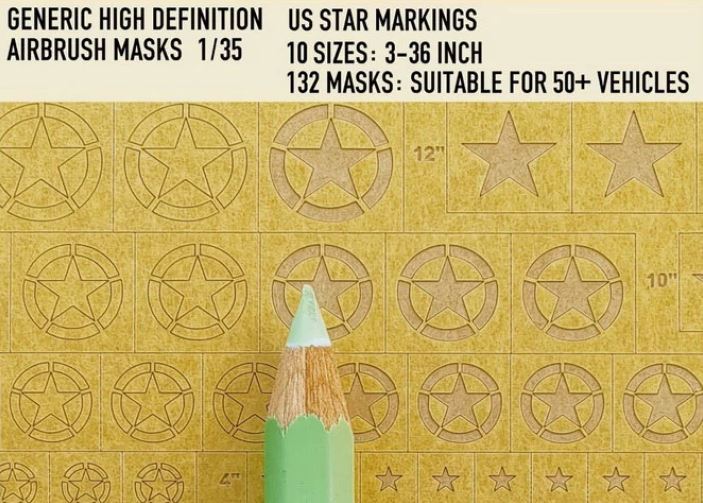 1ManArmy 1/35 US Star Markings 3 - 6 Inch Airbrush Paint Masks