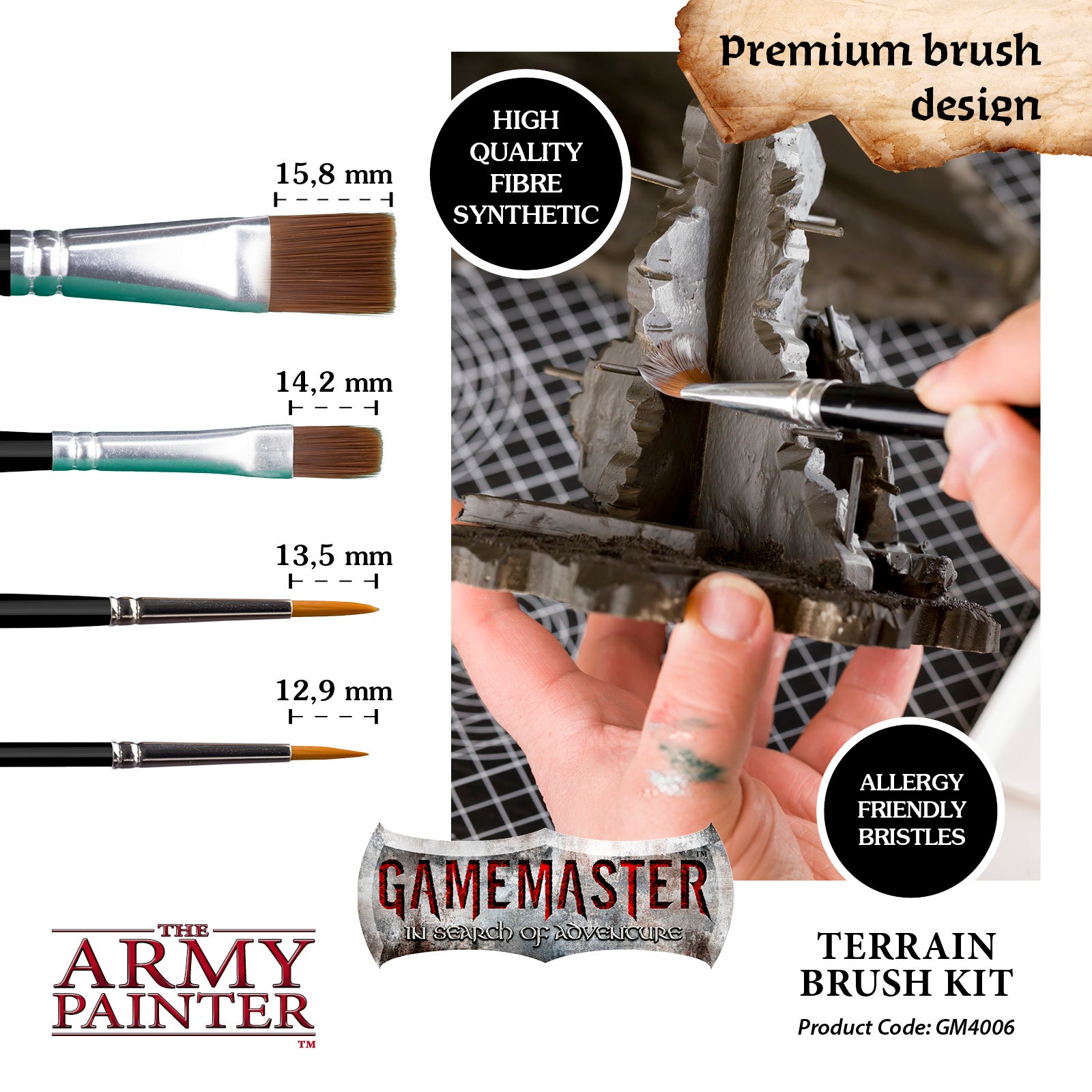 GAMEMASTER Terrain Brush Kit, 4 Brushes