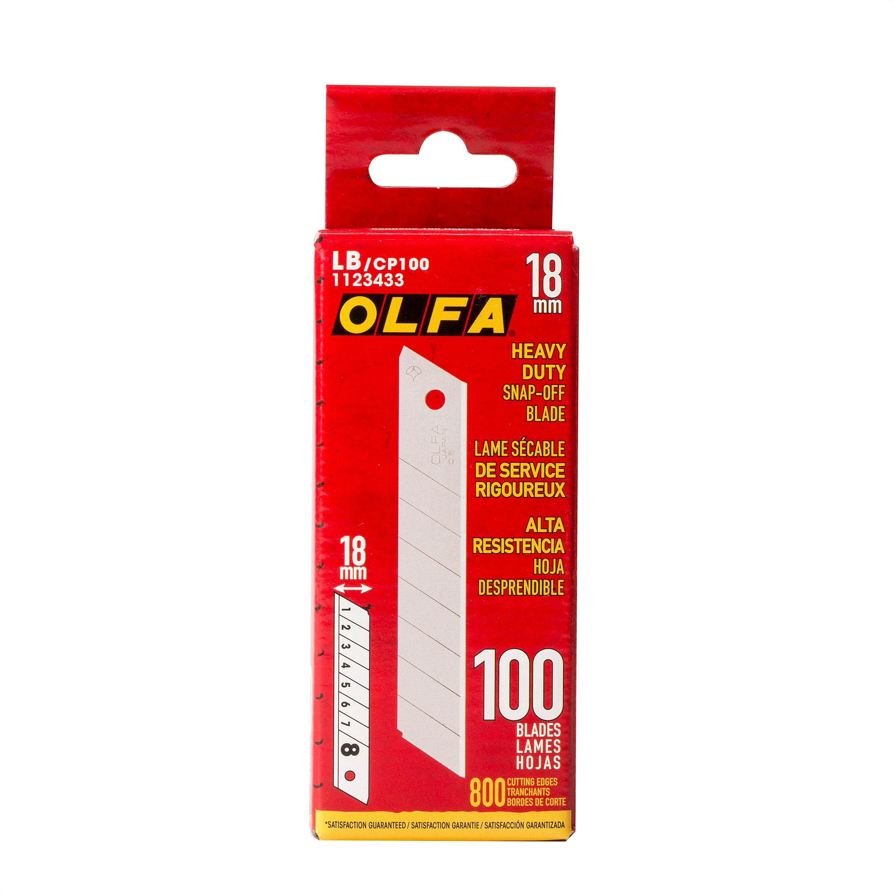 OLFA 18mm HD Silver Snap-Off Blade - 100/pk (LB/CP100)