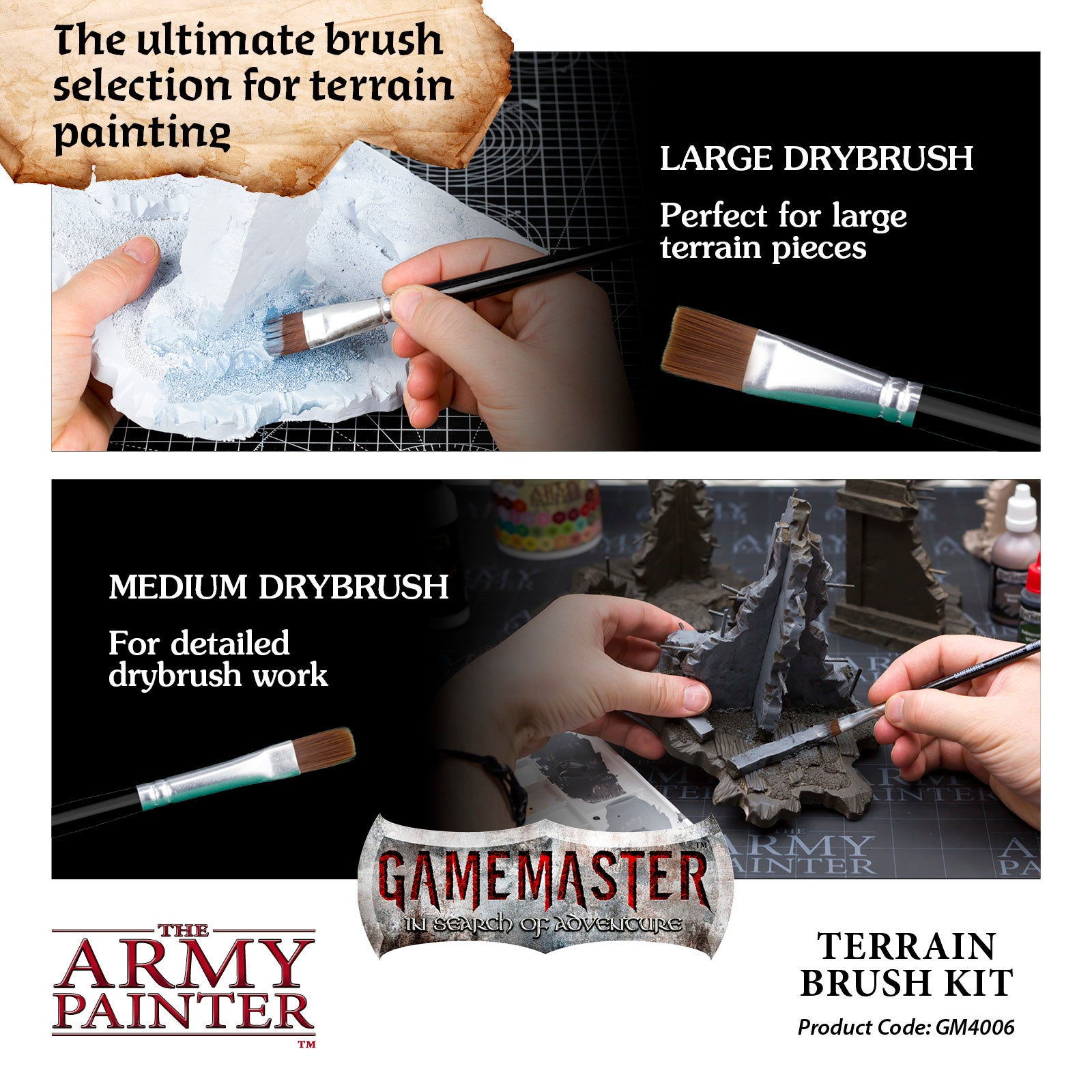 GAMEMASTER Terrain Brush Kit, 4 Brushes