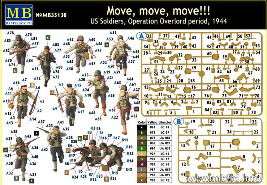 MASTER BOX 1/35 'Move, move, move' US Soldiers, Operation Overlord period, 1944