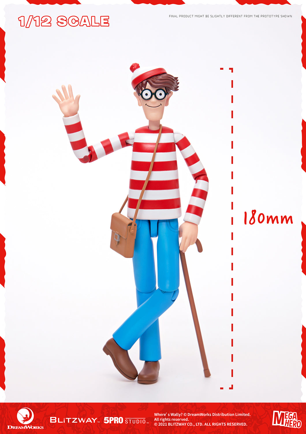 Blitzway Waldo 1/12th Scale Action Figure (Normal version) 'Where's Waldo', 5Pro Studio MEGAHERO Series