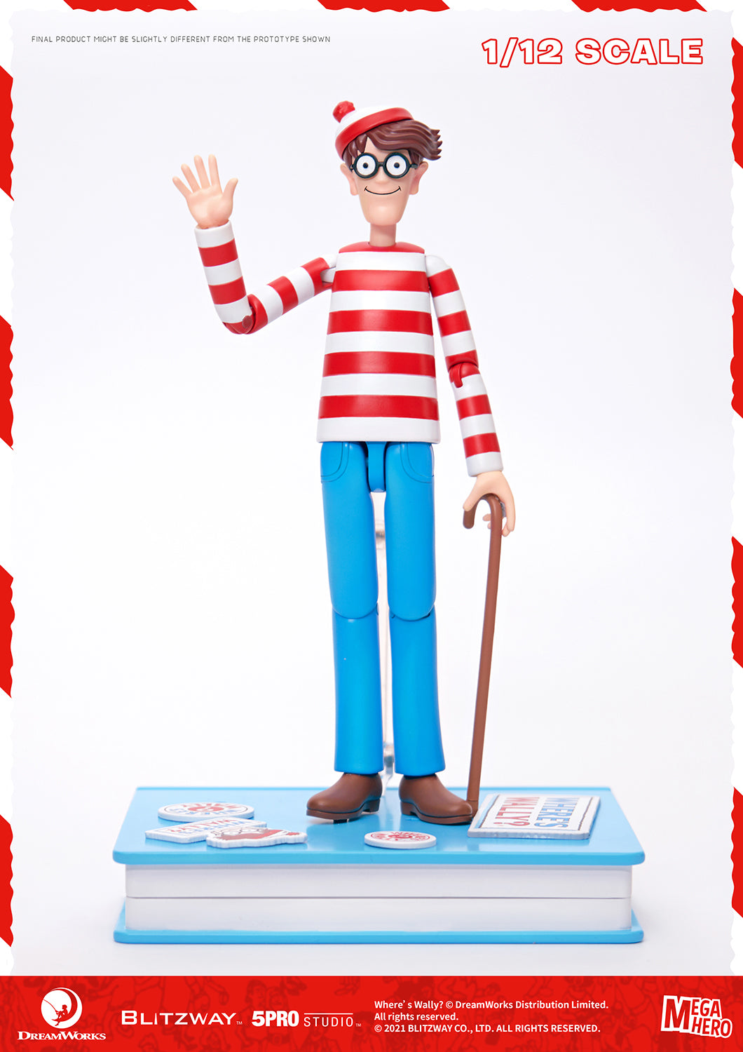 Blitzway Waldo 1/12th Scale Action Figure (Normal version) 'Where's Waldo', 5Pro Studio MEGAHERO Series