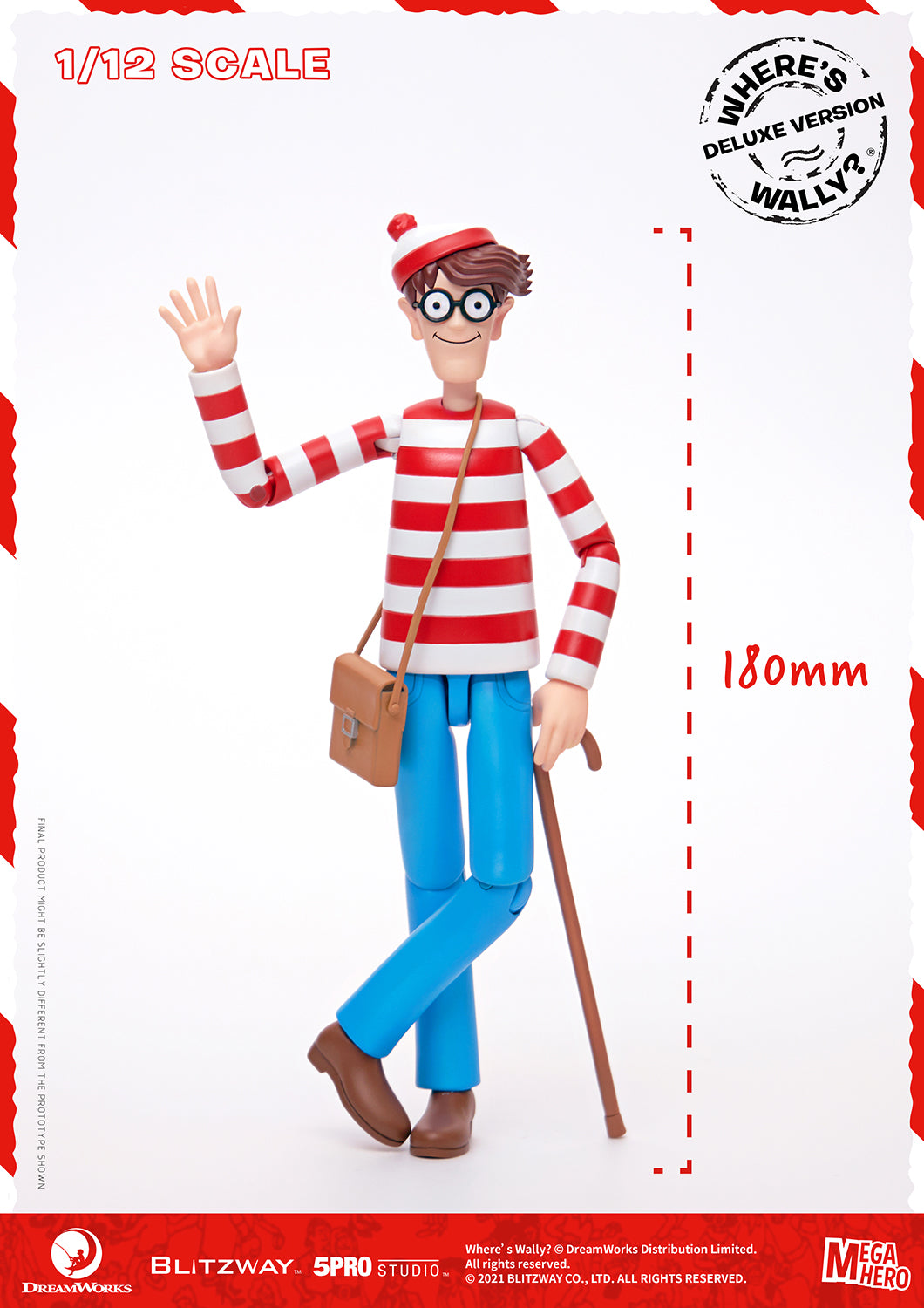 Blitzway Waldo 1/12th Scale Action Figure (Deluxe version) 'Where's Waldo', 5Pro Studio MEGAHERO Series