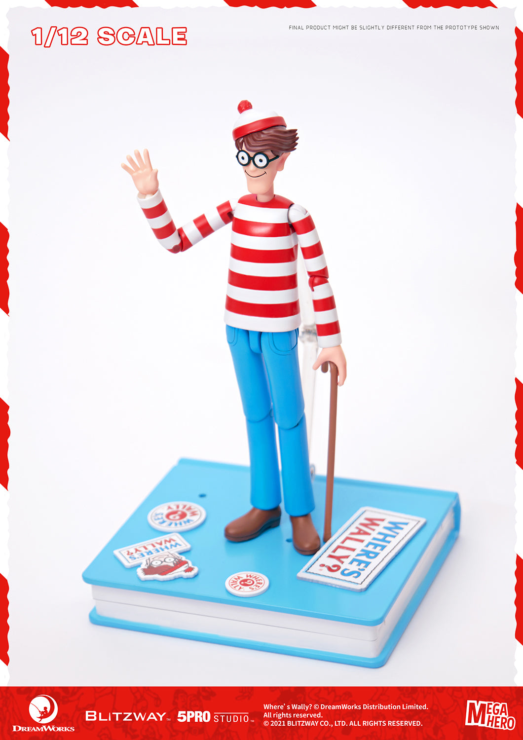 Blitzway Waldo 1/12th Scale Action Figure (Normal version) 'Where's Waldo', 5Pro Studio MEGAHERO Series