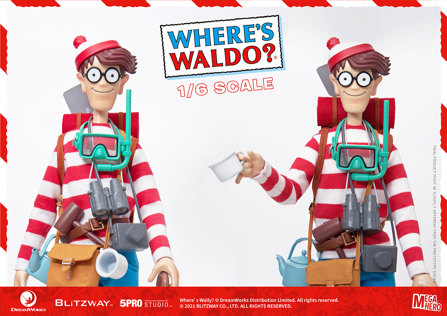 Blitzway Waldo 1/6th Scale Action Figure 'Where's Waldo', 5Pro Studio MEGAHERO Series