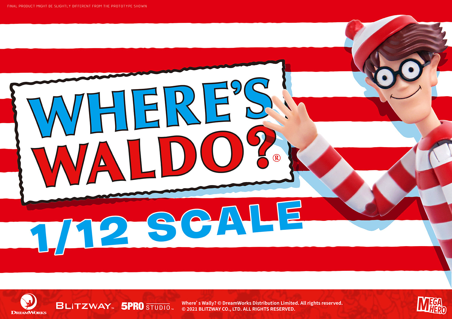 Blitzway Waldo 1/12th Scale Action Figure (Normal version) 'Where's Waldo', 5Pro Studio MEGAHERO Series