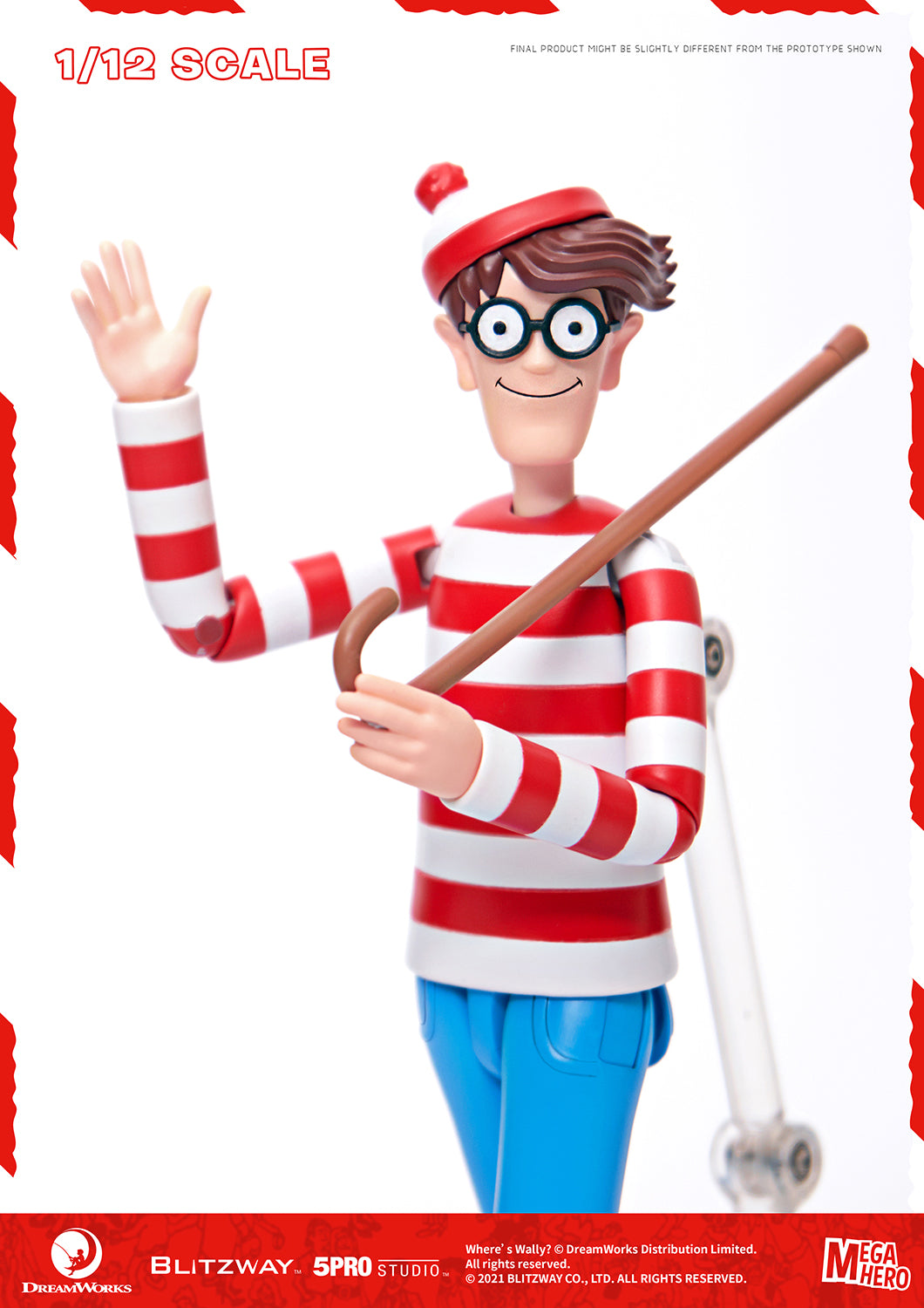 Blitzway Waldo 1/12th Scale Action Figure (Normal version) 'Where's Waldo', 5Pro Studio MEGAHERO Series