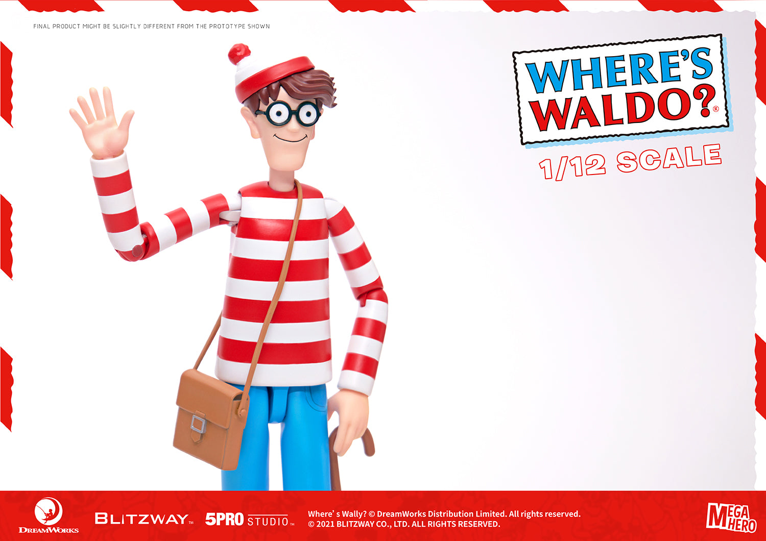 Blitzway Waldo 1/12th Scale Action Figure (Normal version) 'Where's Waldo', 5Pro Studio MEGAHERO Series