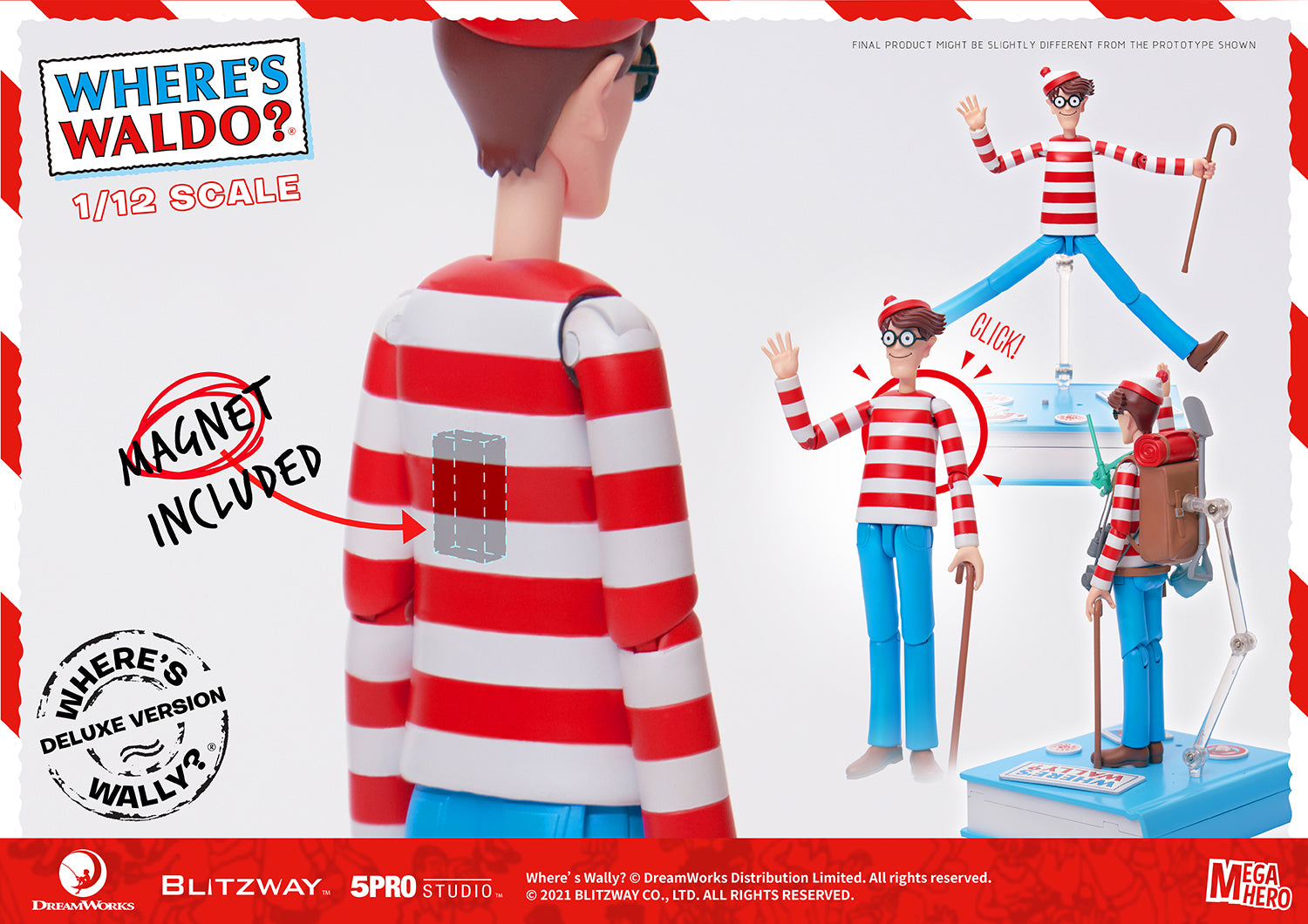 Blitzway Waldo 1/12th Scale Action Figure (Deluxe version) 'Where's Waldo', 5Pro Studio MEGAHERO Series