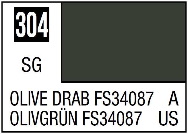 Mr Hobby Mr. Color 304 - Olive Drab FS34087 (Semi-Gloss/Aircraft) - 10ml